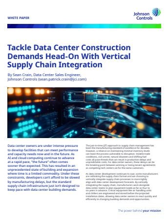 Tackle Data Center Construction Demands Head-On With Vertical Supply Chain Integration