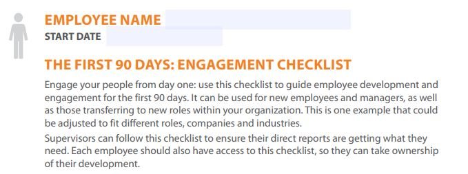 THE FIRST 90 DAYS: ENGAGEMENT CHECKLIST