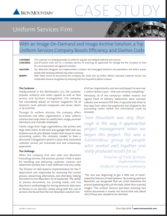 With an Image-On-Demand and Image Archive Solution, a Top Uniform Services Company Boosts Efficiency