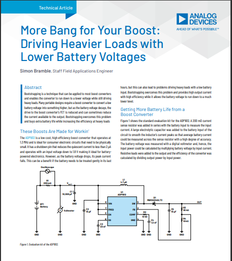 More Bang for Your Boost: 
Driving Heavier Loads with 
Lower Battery Voltages