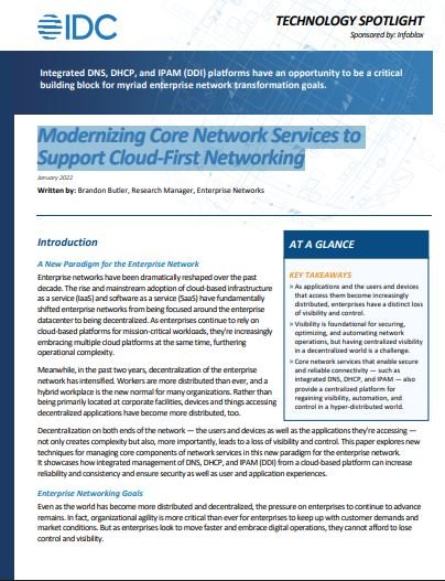 Modernizing Core Network Services to Support Cloud-First Networking