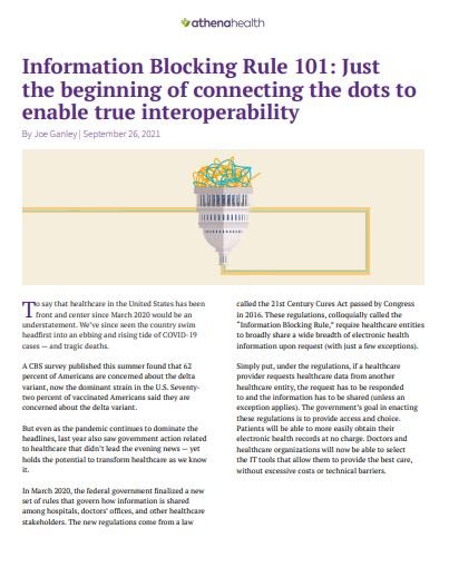 Information Blocking Rule 101: Just the beginning of connecting the dots to enable true interoperabi