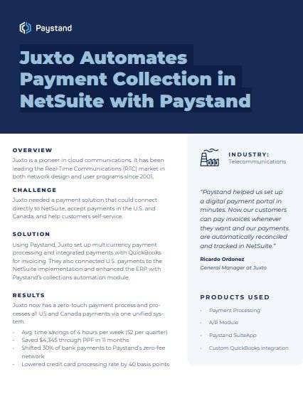 Juxto Automates Payment Collection in NetSuite with Paystand