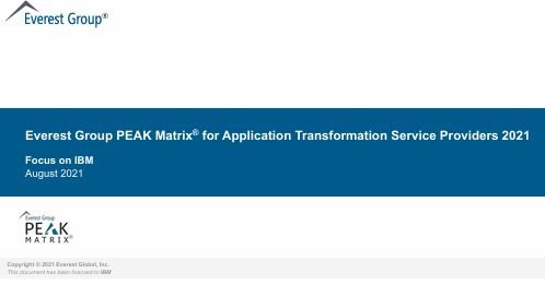 Everest Group Peak Matrix for Application Transformation Services Providers 2021