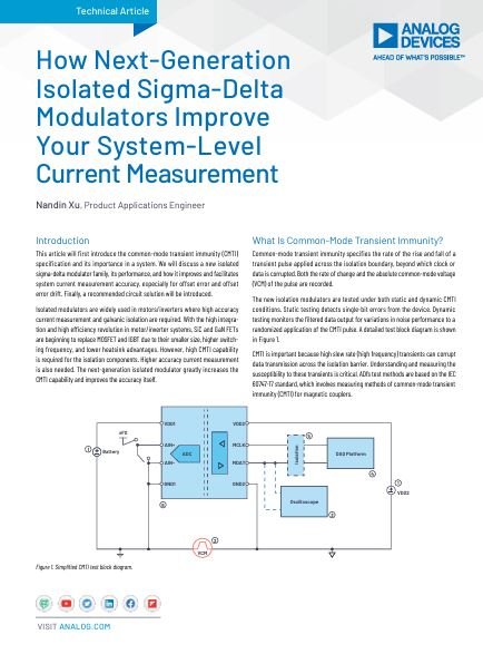 How Next-Generation Isolated Sigma-Delta Modulators Improve Your System-Level Current Measurement